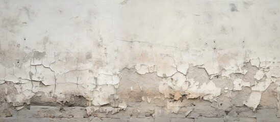Aufkleber - Weathered brick wall with cracks and concrete joints revealing white salt residue serves as a picturesque backdrop for a copy space image