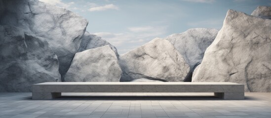 Poster - The image features a background made of stone providing ample space for any desired content or visuals