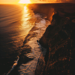 Wall Mural - ai generated illustration of sunrise over coastal cliffs