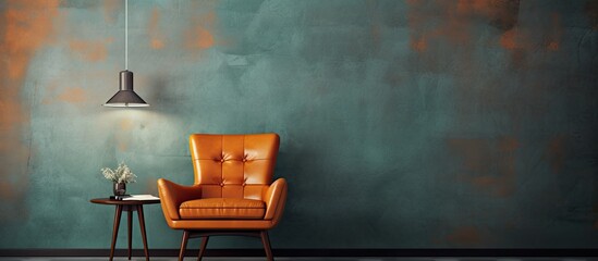 Aufkleber - Modern armchair and table near color wall. copy space available