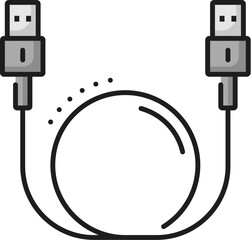 Fototapete - Computer connection software, cables thin line icon. Digital connection technology, computer maintenance, data testing software linear vector icon or pictogram with computer data or charging USB cable