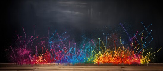 Poster - The image depicts a chalkboard covered in colorful crayon marks representing the concept of learning in a school environment It provides a visual representation of education and the use of a traditio