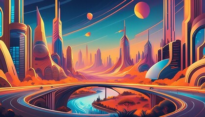 Poster - Futuristic cityscape