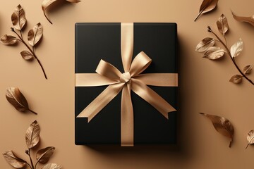 Wall Mural - A black gift box