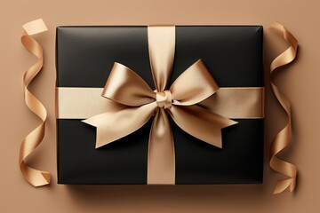 Wall Mural - A black gift box