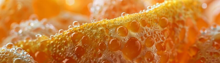 Wall Mural - Orange Peel with Water Droplets.