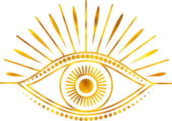 Mystic eye in line art style. All seeing eye.