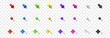 © Vitaliy - Vector set of realistic pushpins png. Multi-colored pushpins png. Pushpins in the form of a pin or a flag.