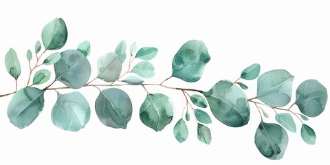 Poster - Watercolor Eucalyptus Branch Border.