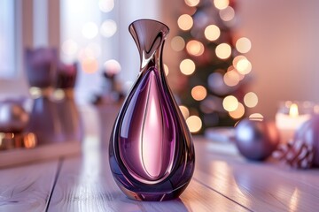 Poster - Stylish purple perfume bottle with modern design and gradient lighting, exuding elegance and sophistication