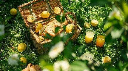 Wall Mural - basket with lemon