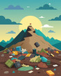 © Justlight - The once flat and barren expanse of the landfill had now transformed into a haphazard landscape of trash with mounds of garbage spilling over onto the surrounding areas.. Vector illustration