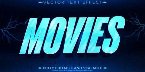 Poster - Movies text effect, editable metallic and shiny text style