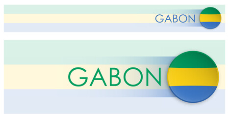 Wall Mural - Gabon flag horizontal web banner in modern neomorphism style. Webpage Gabon country header button for mobile application or internet site. Vector