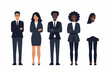 © The Illustraitor - Silhouettes of diverse business people standing, men and women full length Inclusive business concept. Vector illustration isolated on white background