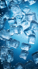 Wall Mural - Ice cubes on blue background