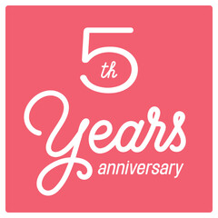 Wall Mural - 5 years anniversary vector icon, logo. Isolated graphic design with lettering and number for 5th anniversary birthday card or symbol