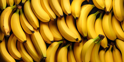 Ripe yellow bananas background, close up 