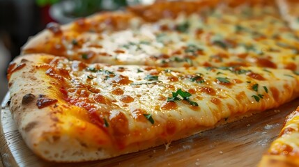 Canvas Print - A slice of pizza with cheese and herbs on top