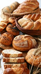 Wall Mural - Freshly baked bread assortment on kitchen table