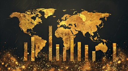 Leinwandbilder - A bar graph showing gold production levels by country, highlighting key contributors to the global gold supply