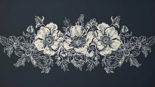 Lace flower bouquet. Floral lace design, smooth half-drop repetition. Generative AI