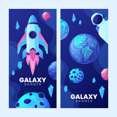 Wall Mural - Gradient planets vertical banner template set