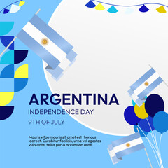 Wall Mural - Argentina Independence Day banner in modern geometric style. Square banner for website and social with typography. Background for National holiday celebration. Happy Independence Day of Argentina