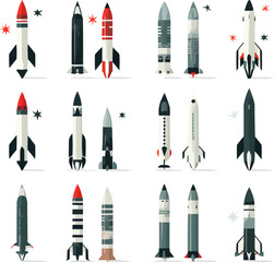 Wall Mural - launch missile icon set. military missilery army rocket icon vector illustration.