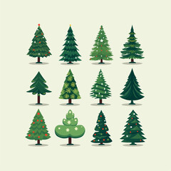 Wall Mural - Set of Christmas Tree vector silhouettes, Xmas trees vector bundle, Christmas tree icons collection