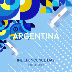 Wall Mural - Argentina Independence Day banner in modern geometric style. Square banner for website and social with typography. Background for National holiday celebration. Happy Independence Day of Argentina