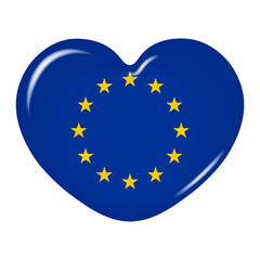 Wall Mural - Heart icon in the colors of the flag of the European Union, isolated on a transparent background. Heart of Europe. Vector illustration