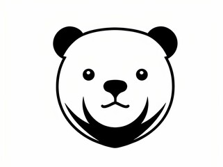 Canvas Print - AI generated illustration of a minimalist black and white bear's face.