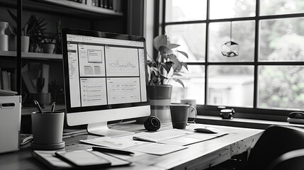 Wireframe designs, whether digital or on paper, showcased on a laptop screen for web or mobile app UI/UX display. A panoramic view captures the developer workspace