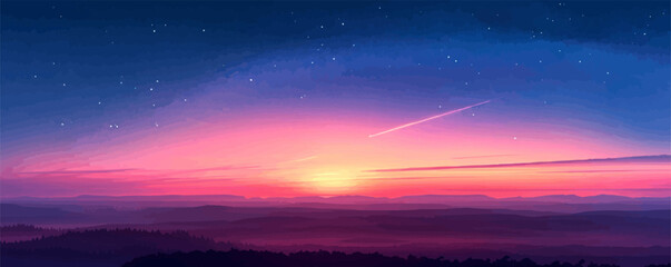 Wall Mural - lunar eclipse casting an ethereal glow over the landscape. vector flat minimalistic isolated