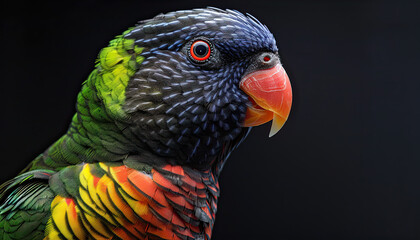 Wall Mural - rainbow lorikeet isolated on black