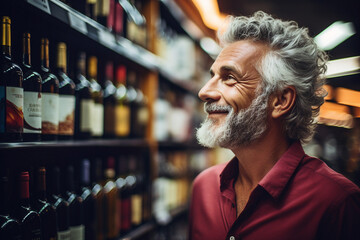 Generative AI picture of person chooses an alcoholic beverage at a local store