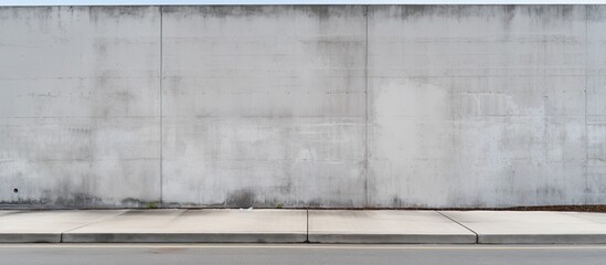 Aufkleber - An urban concrete wall fragment with a building facade and an asphalt sidewalk, serving as a background for a copy space image.