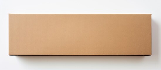 View from above of an empty brown paper box with a clear window on a white background, ideal for a copy space image.