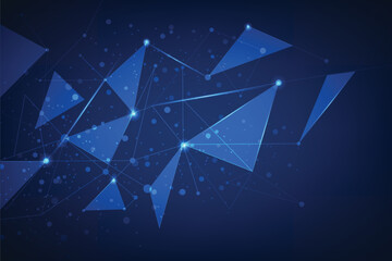 Wall Mural - Polygonal space. Connection dots and lines structure. Triangular futuristic business wallpaper. Vector