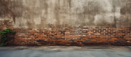 Aufkleber - Gritty urban scenery with weathered street wall and pavement, perfect for a copy space image.