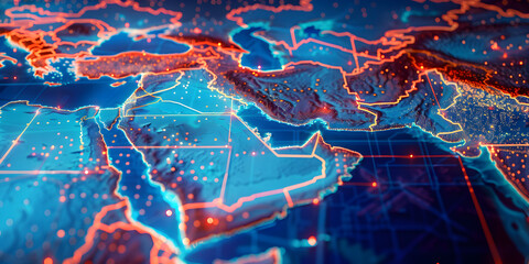Wall Mural - saudi arabia telecommunication and data transfer networks with global internet and artificial intell