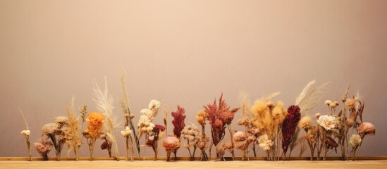 Aufkleber - Dried flowers arranged romantically against a plain backdrop with copy space image.