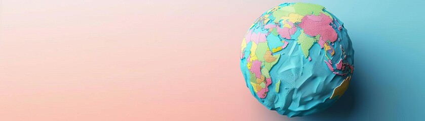 Global emissions data flat design top view statistical theme animation colored pastel