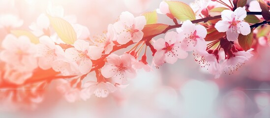 Leinwandbilder - Spring brings blooming flowers and vibrant nature with a lively essence captured in the copy space image.