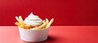 © vxnaghiyev - Sour cream and ketchup served with French fries or potato chips in copy space image.