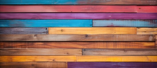 Poster - Multicolored wood planks reflecting different textures in a copy space image.