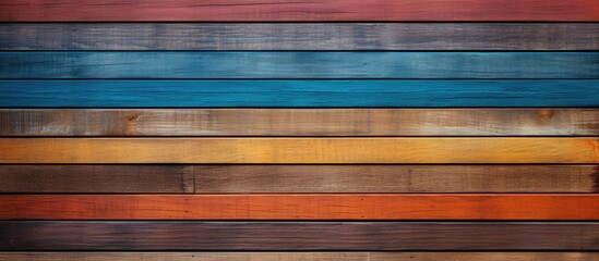 Sticker - Multicolored wood planks reflecting different textures in a copy space image.