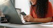 © CoetzeeRising/peopleimages.com - Woman, smartphone and laptop or typing, planning and schedule online appointments for small business. Email, message notification and social media browse with freelancer, mobile app and search