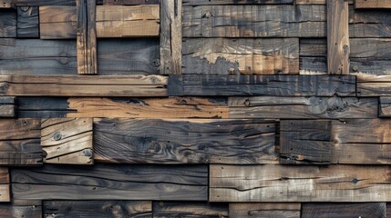 Wall Mural - Texture of aged wood wall covering created from wooden panels